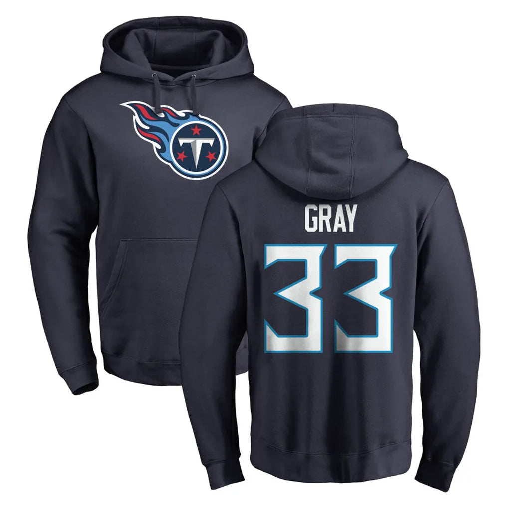 Davalo T.Titans #33 Cedric Gray Player Navy Logo Pullover Hoodies Home Game Stitched Jerseys