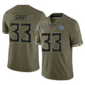 Davalo T.Titans #33 Cedric Gray Player Olive Limited Salute to Service Home Game Stitched Jerseys