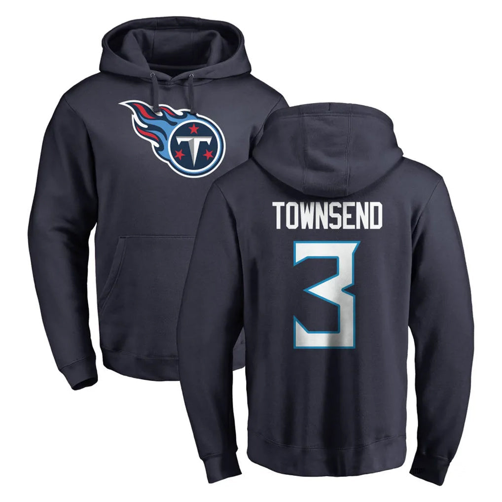 Davalo T.Titans #3 Tommy Townsend Player Navy Logo Pullover Hoodies Home Game Stitched Jerseys