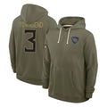 Davalo T.Titans #3 Tommy Townsend Player Olive Salute to Service Hoodies Home Game Stitched Jerseys