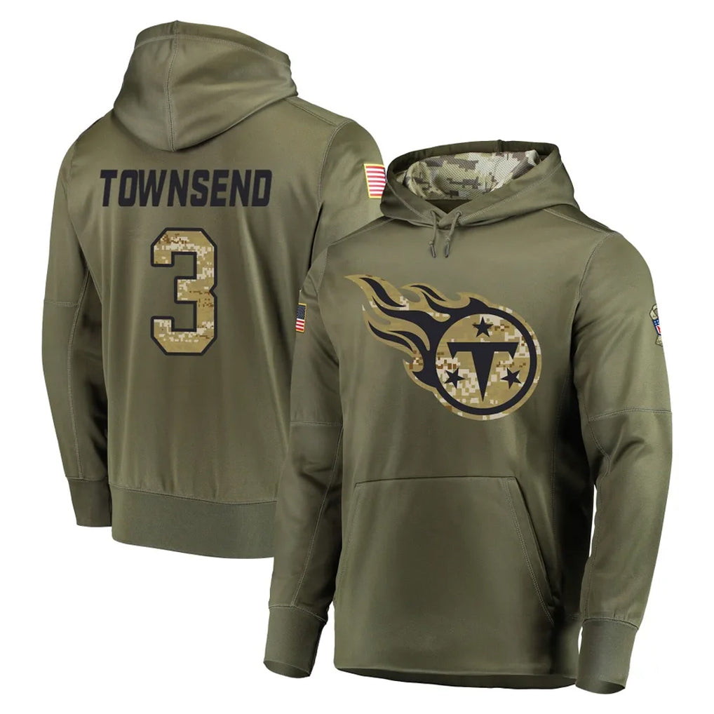Davalo T.Titans #3 Tommy Townsend Player Olive Salute to Service Pullover Hoodies Home Game Stitched Jerseys