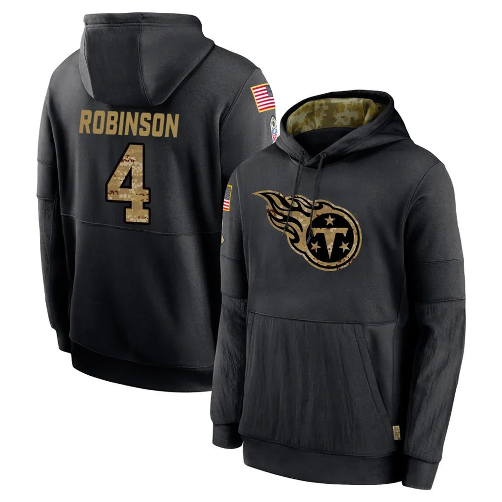 Davalo T.Titans #4 Wan'Dale Robinson Player Black Salute to Service Sideline Performance Pullover Hoodies Home Game Stitched Jerseys
