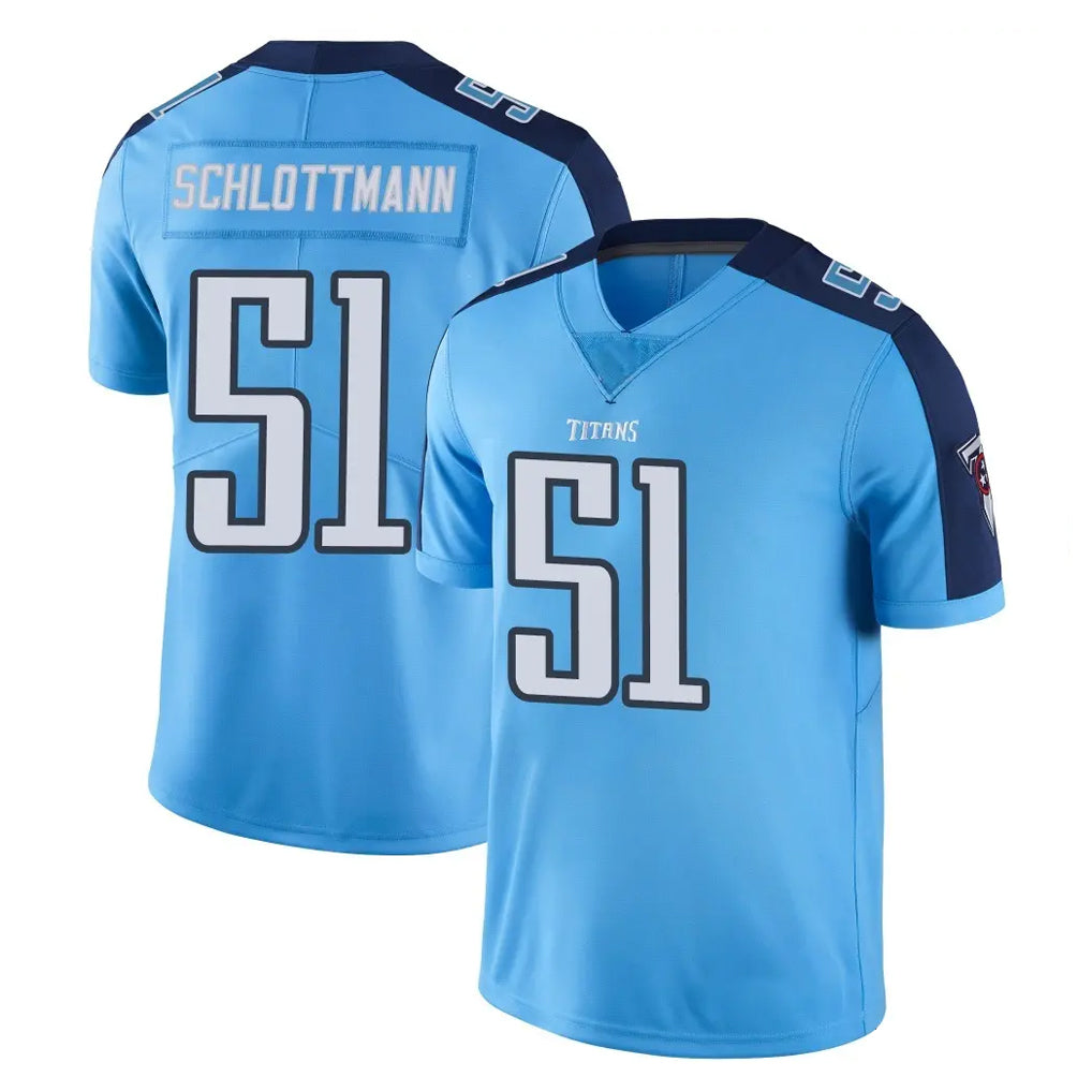 Davalo T.Titans #51 Austin Schlottmann Player Light Blue Limited Color Rush Home Game Stitched Jerseys
