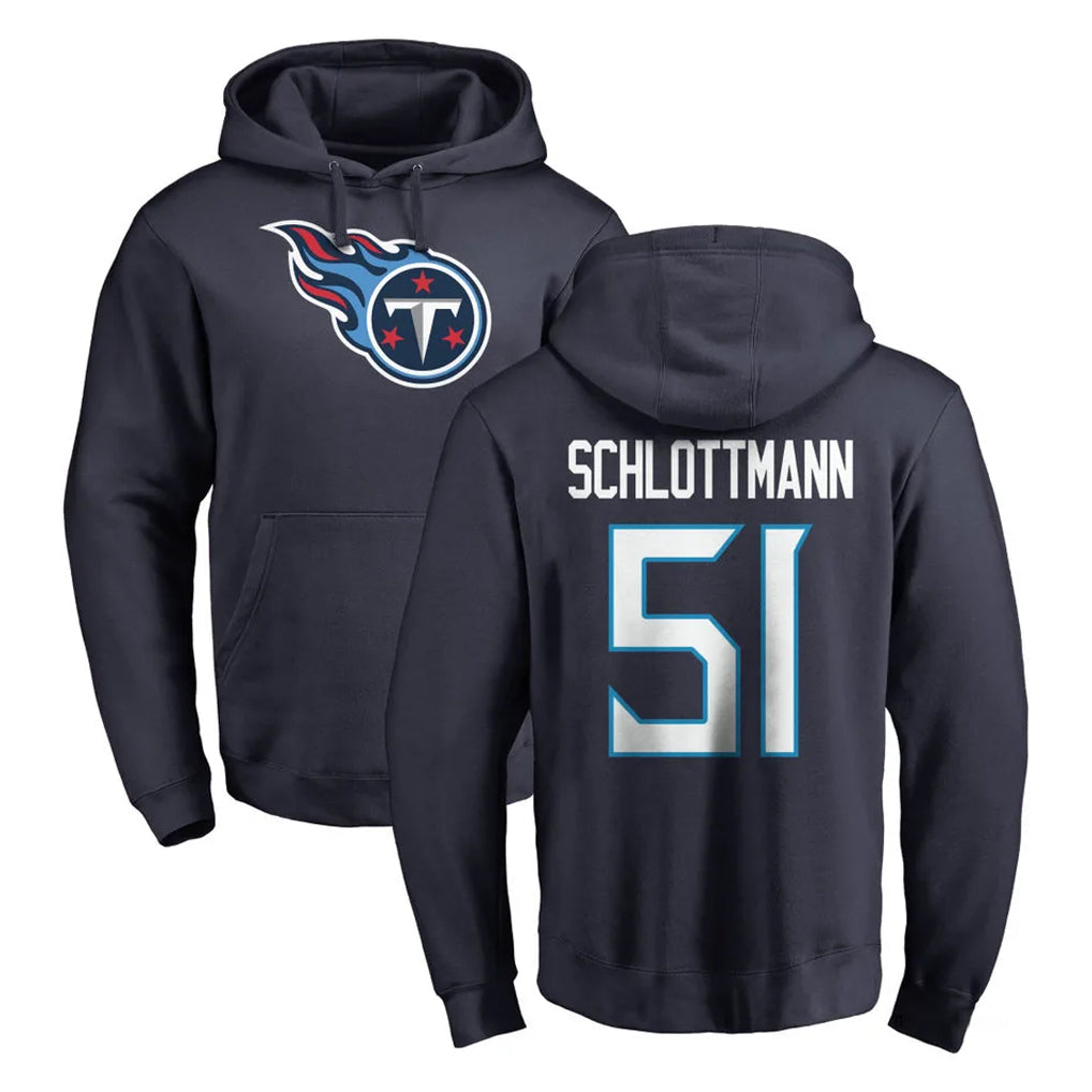 Davalo T.Titans #51 Austin Schlottmann Player Navy Logo Pullover Hoodies Home Game Stitched Jerseys