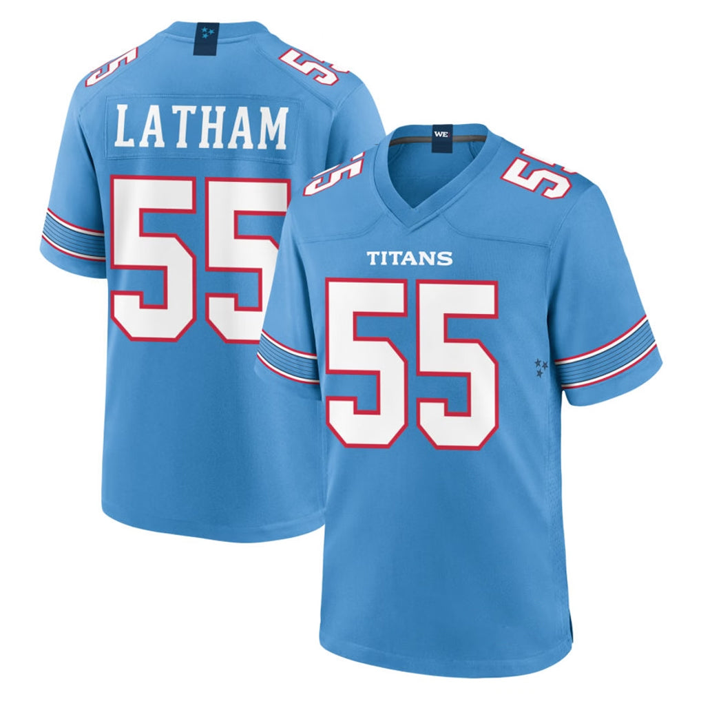 Davalo T.Titans #55 JC Latham Player Light Blue 2026 Game Home Stitched Jerseys