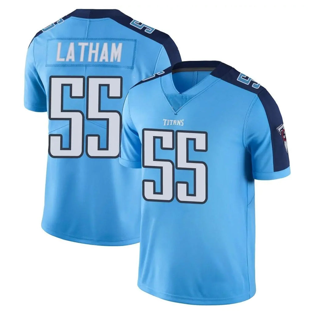 Davalo T.Titans #55 JC Latham Player Light Blue Limited Color Rush Home Game Stitched Jerseys