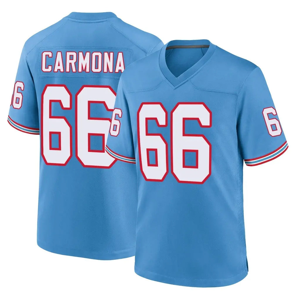 Davalo T.Titans #66 Fernando Carmona Jr. Player Light Blue Oilers Throwback Home Game Stitched Jerseys