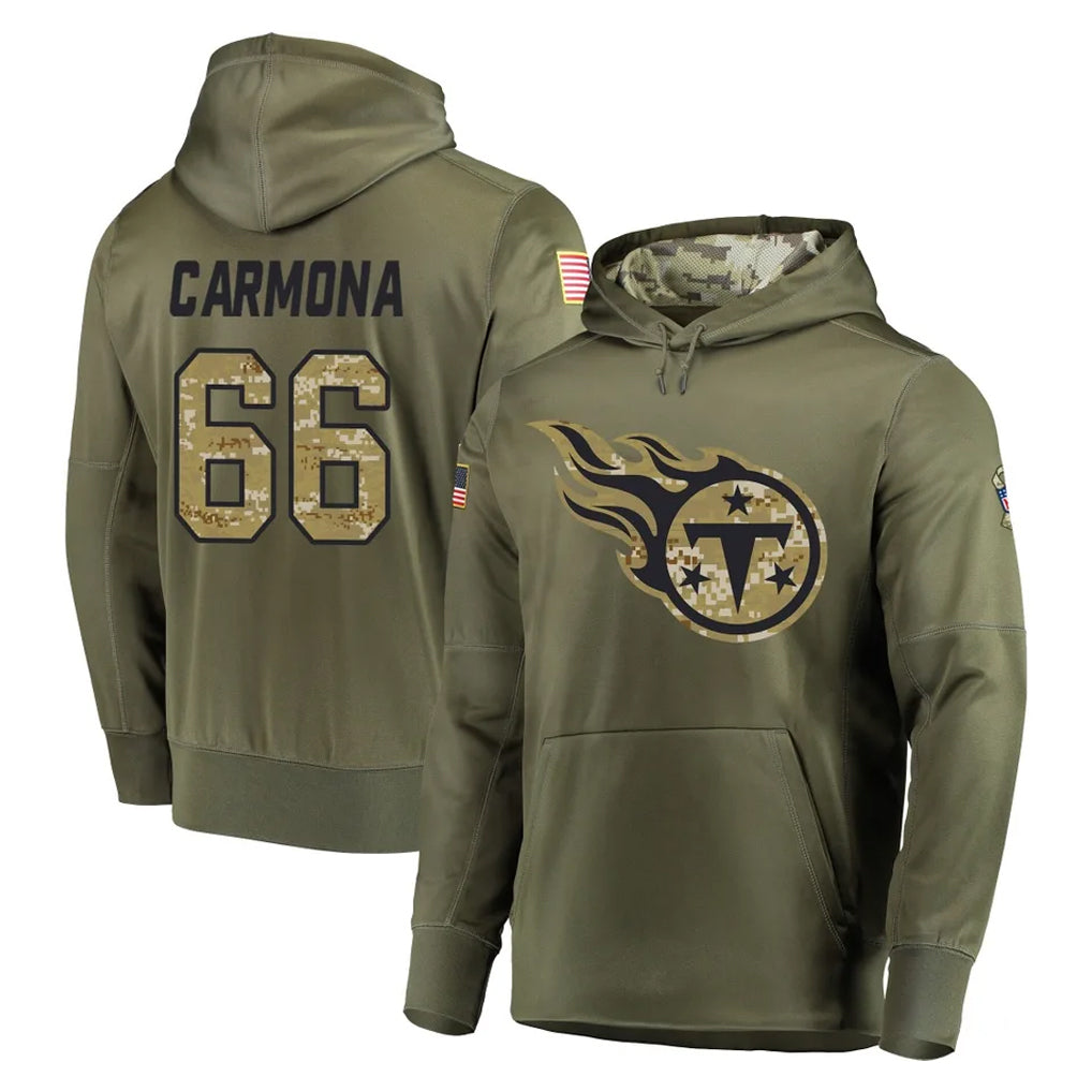 Davalo T.Titans #66 Fernando Carmona Jr. Player Olive Salute to Service Pullover Hoodies Home Game Stitched Jerseys