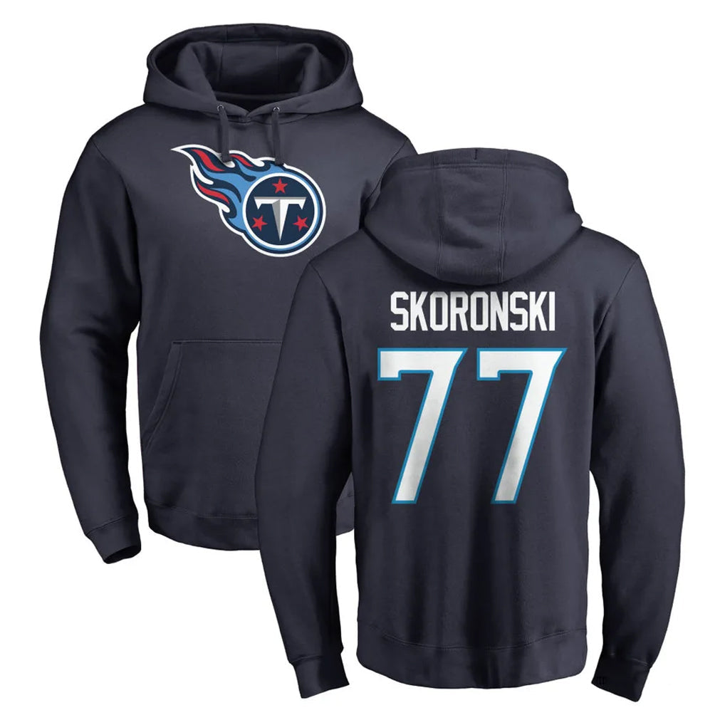 Davalo T.Titans #77 Peter Skoronski Player Navy Logo Pullover Hoodies Home Game Stitched Jerseys