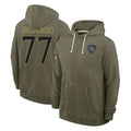 Davalo T.Titans #77 Peter Skoronski Player Olive Salute to Service Hoodies Home Game Stitched Jerseys