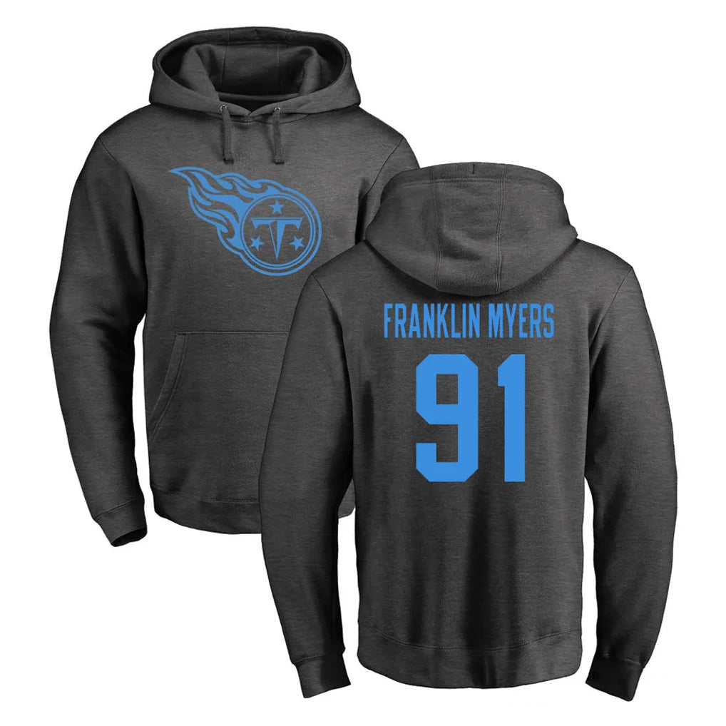 Davalo T.Titans #91 John Franklin-Myers Player Ash One Color Pullover Hoodies Home Game Stitched Jerseys