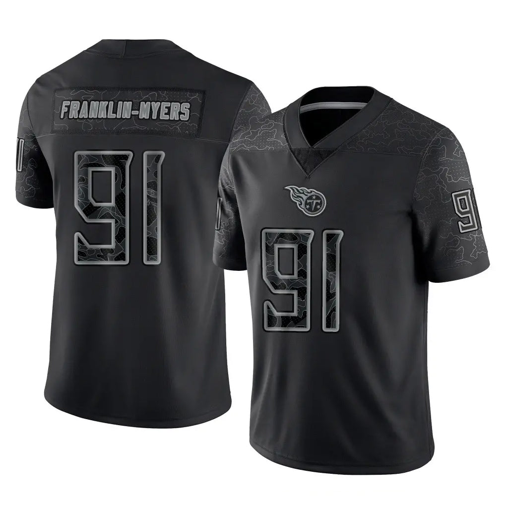 Davalo T.Titans #91 John Franklin-Myers Player Black Limited Reflective Home Game Stitched Jerseys