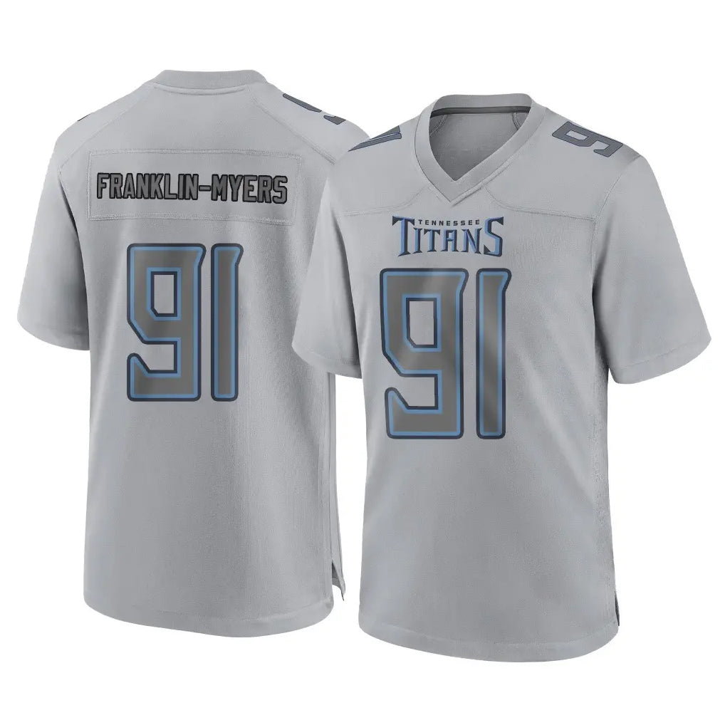 Davalo T.Titans #91 John Franklin-Myers Player Gray Atmosphere Fashion Home Game Stitched Jerseys