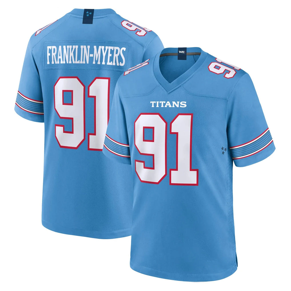 Davalo T.Titans #91 John Franklin-Myers Player Light Blue 2026 Game Home Stitched Jerseys