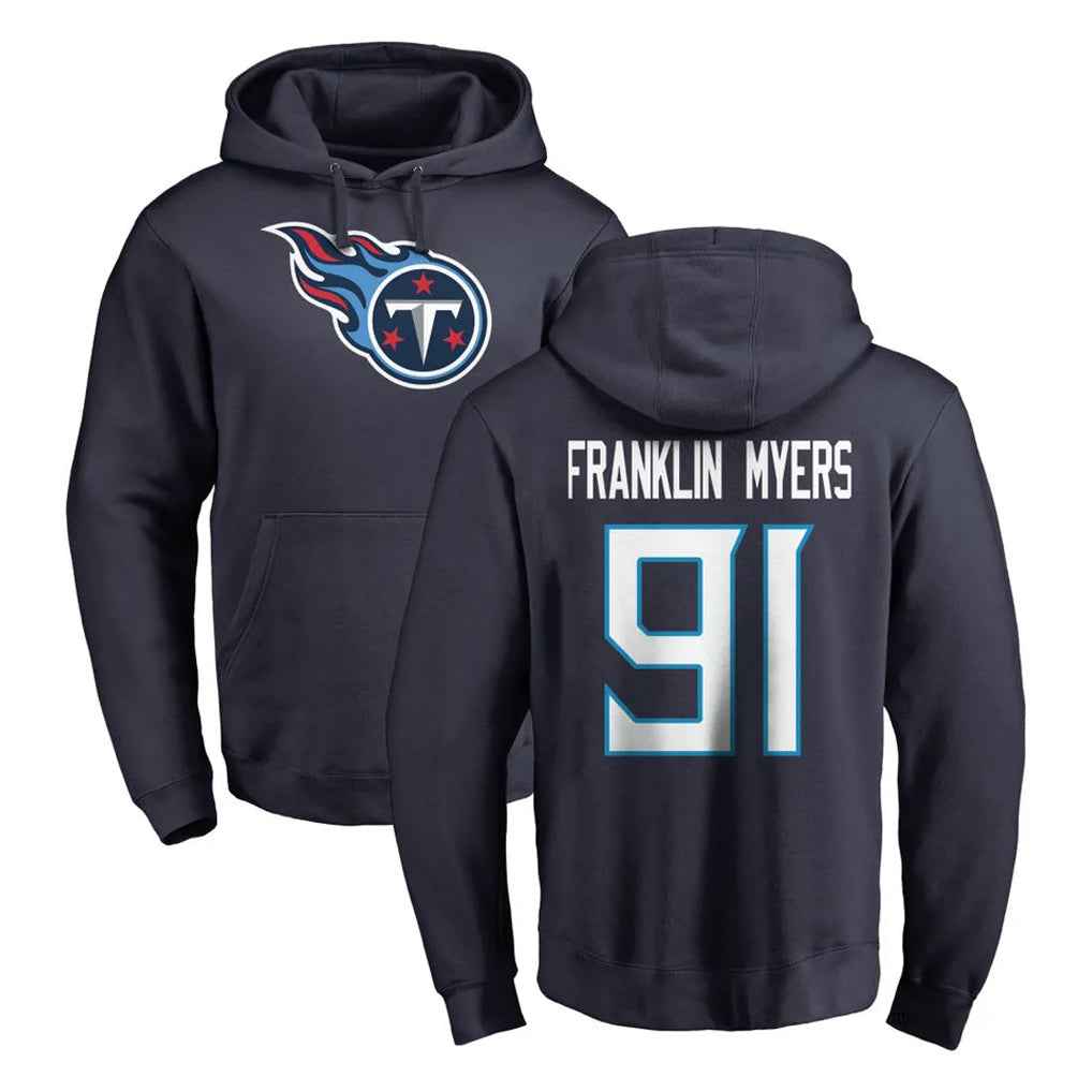 Davalo T.Titans #91 John Franklin-Myers Player Navy Logo Pullover Hoodies Home Game Stitched Jerseys