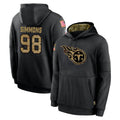 Davalo T.Titans #98 Jeffery Simmons Player Black Salute to Service Sideline Performance Pullover Hoodies Home Game Stitched Jerseys