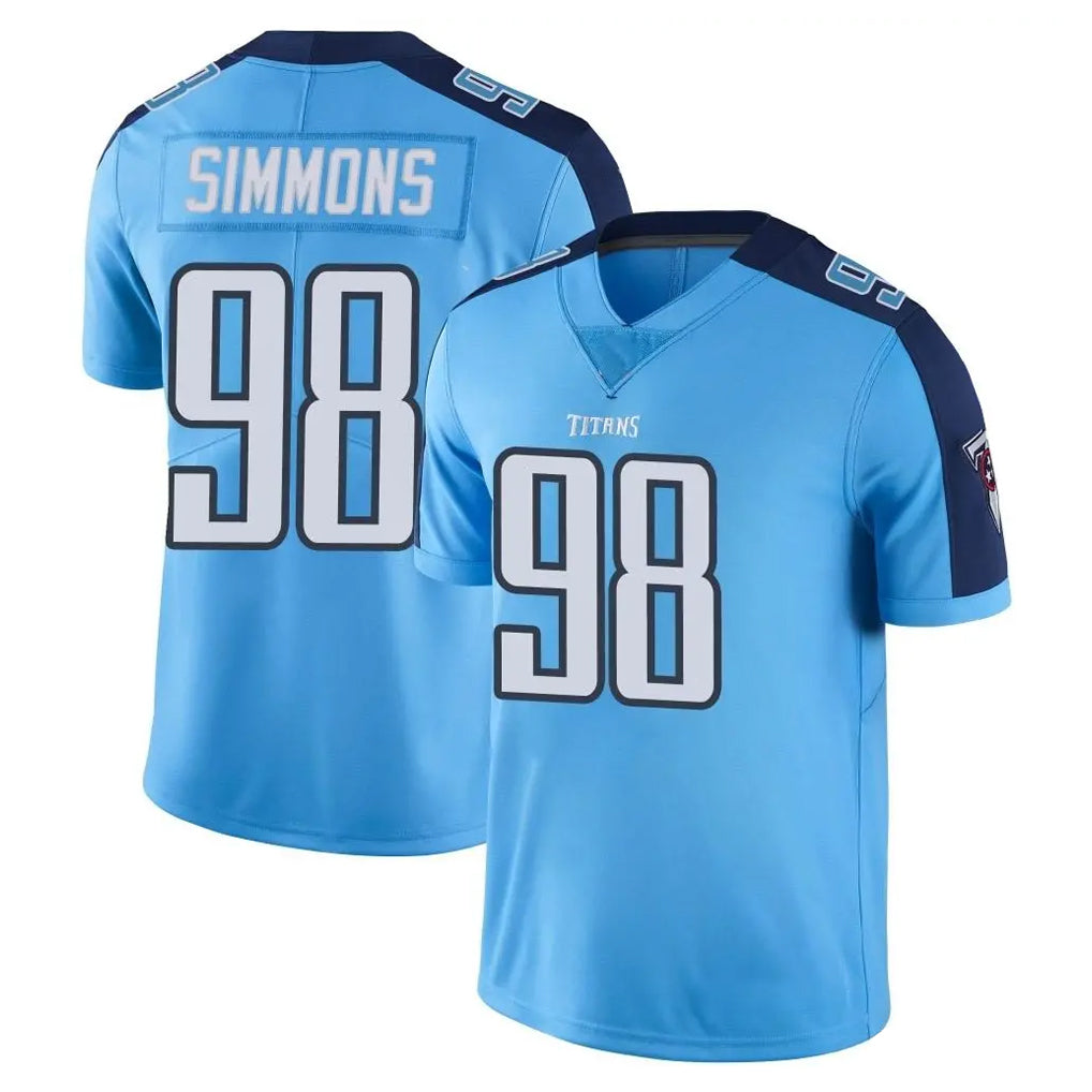 Davalo T.Titans #98 Jeffery Simmons Player Light Blue Limited Color Rush Home Game Stitched Jerseys