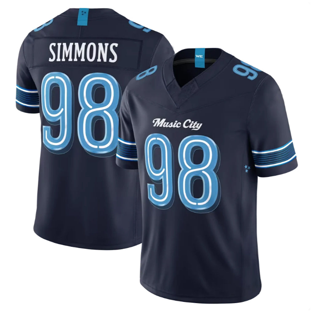 Davalo T.Titans #98 Jeffery Simmons Player Navy 2026 Rivalries Collection Limited Home Game Stitched Jerseys