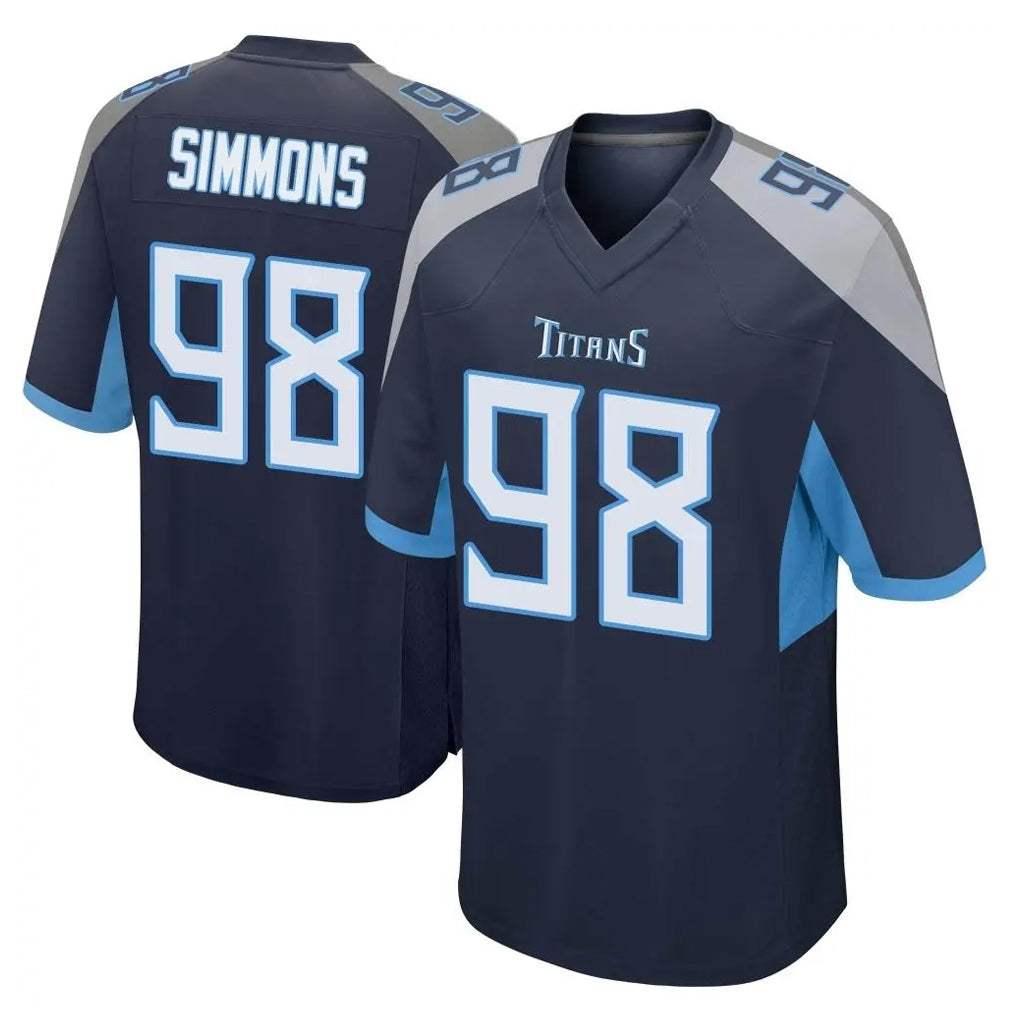 Davalo T.Titans #98 Jeffery Simmons Player Navy Home Game Stitched Jerseys