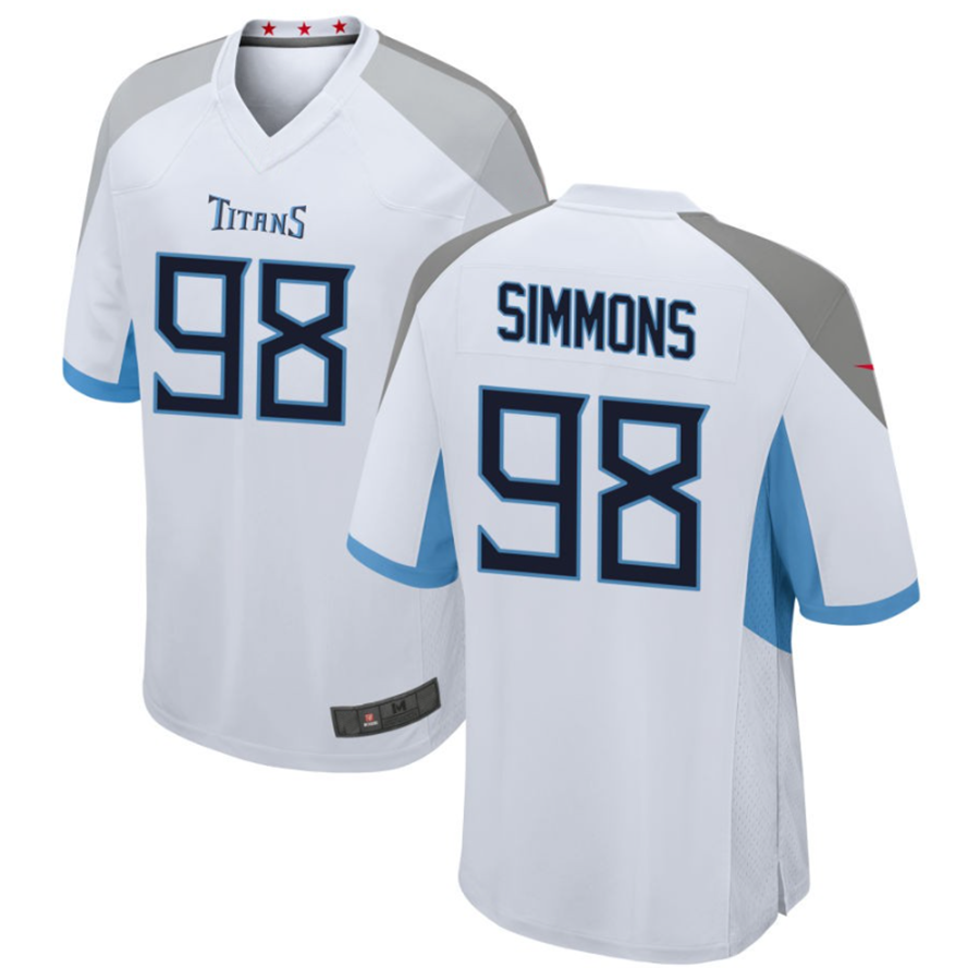 Davalo T.Titans #98 Jeffery Simmons White Player Game American Stitched Stitched Jerseys
