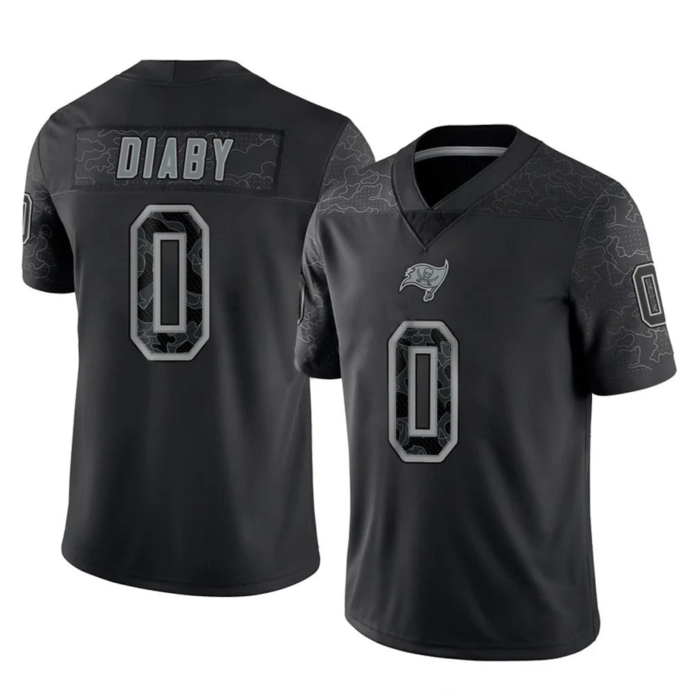 Davalo TB.Buccaneers #0 Yaya Diaby Player Black Reflective Limited Home Game Stitched Jerseys