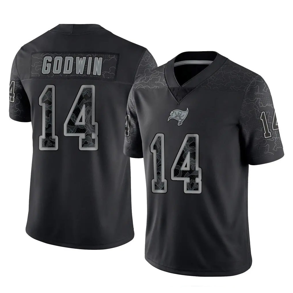 Davalo TB.Buccaneers #14 Chris Godwin Jr. Player Black Reflective Limited Home Game Stitched Jerseys
