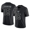 Davalo TB.Buccaneers #15 Tez Johnson Player Black Reflective Limited Home Game Stitched Jerseys