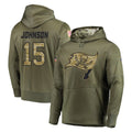Davalo TB.Buccaneers #15 Tez Johnson Player Olive Salute to Service Pullover Hoodie Home Game Stitched Jerseys