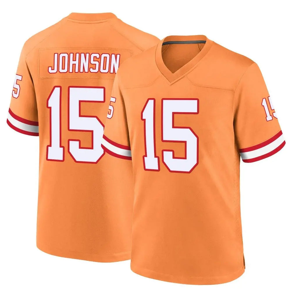 Davalo TB.Buccaneers #15 Tez Johnson Player Orange Throwback Home Game Stitched Jerseys