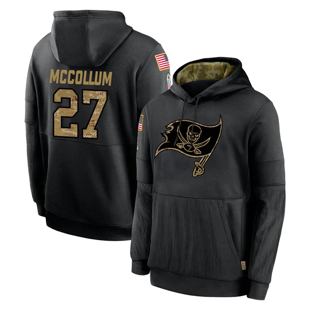 Davalo TB.Buccaneers #27 Zyon McCollum Player Black Salute to Service Sideline Performance Pullover Hoodies Home Game Stitched Jerseys