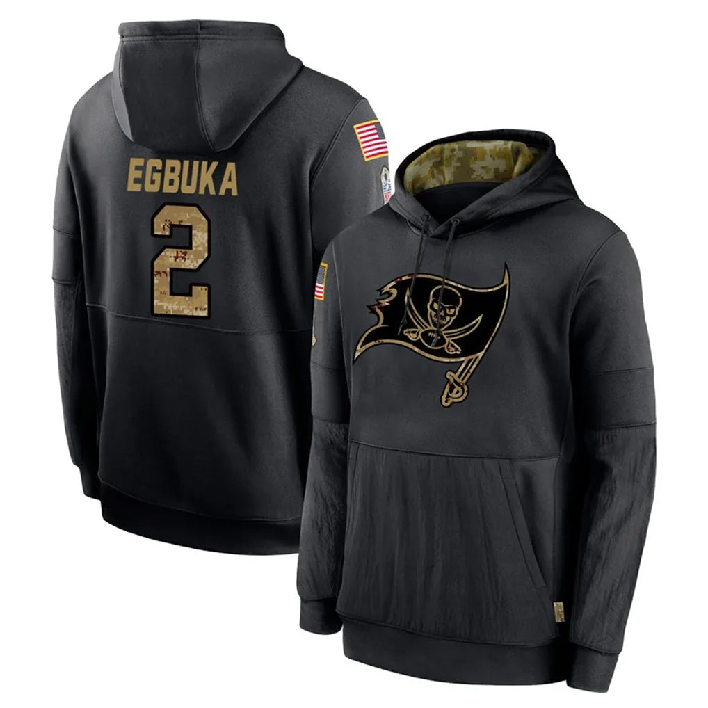 Davalo TB.Buccaneers #2 Emeka Egbuka Player Black Salute to Service Sideline Performance Pullover Hoodies Home Game Stitched Jerseys