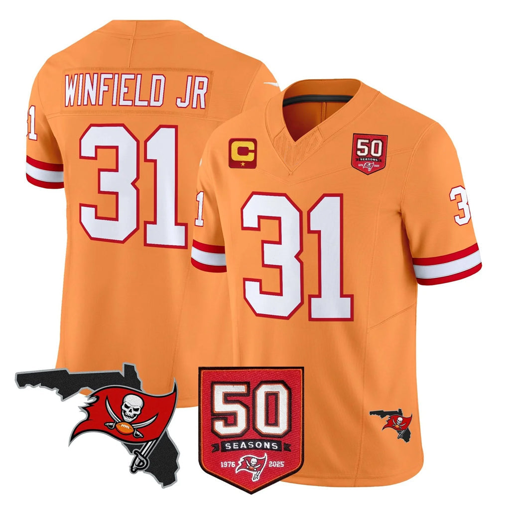 Davalo TB.Buccaneers #31 Antoine Winfield Jr. Player Orange 50th Season Vapor Limited Home Game Stitched Jerseys
