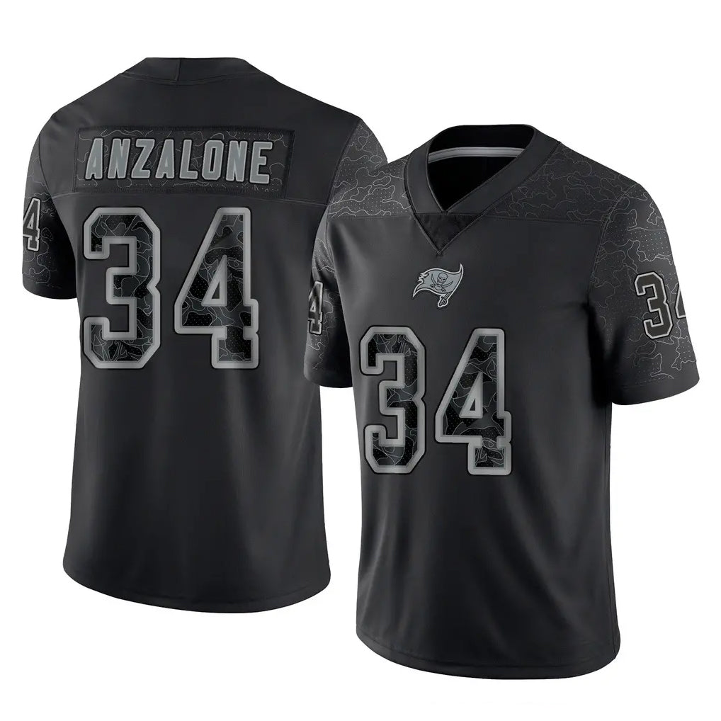 Davalo TB.Buccaneers #34 Alex Anzalone Player Black Reflective Limited Home Game Stitched Jerseys