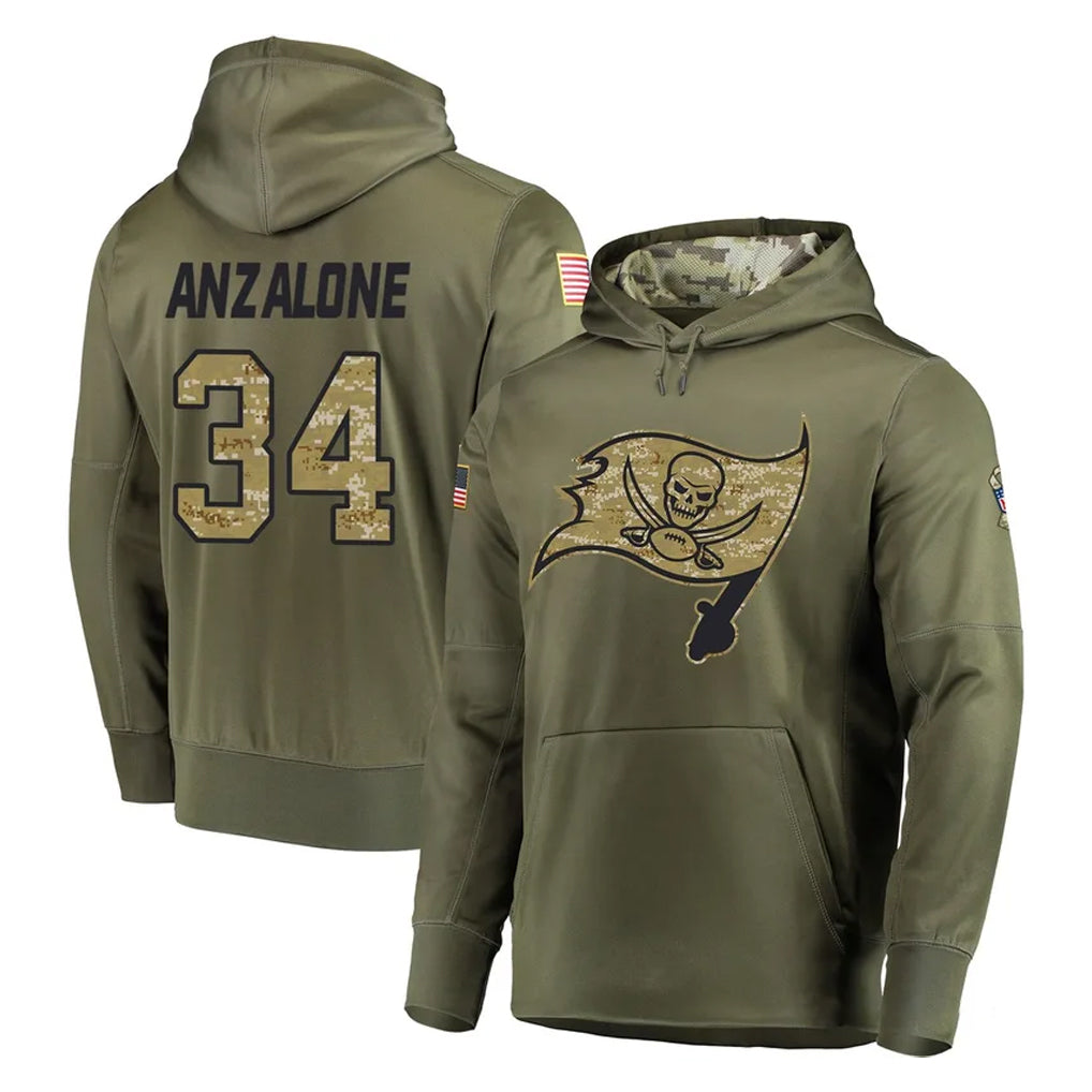 Davalo TB.Buccaneers #34 Alex Anzalone Player Olive Salute to Service Pullover Hoodie Home Game Stitched Jerseys