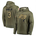 Davalo TB.Buccaneers #3 Rueben Bain Jr. Player Olive Salute to Service Pullover Hoodie Home Game Stitched Jerseys