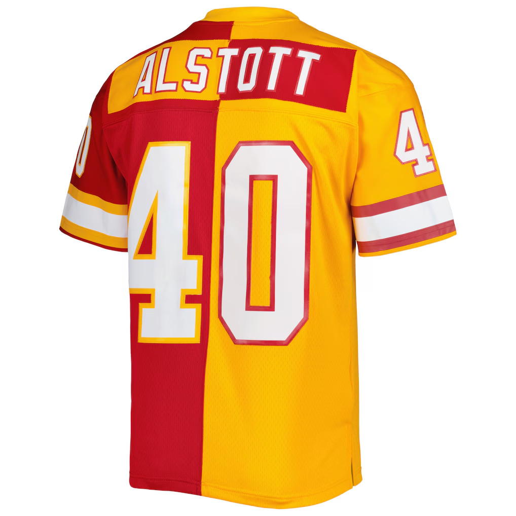Davalo TB.Buccaneers #40 Mike Alstott Mitchell & Ness OrangeRed 1996 Split Legacy Replica Stitched Puhic Jersey