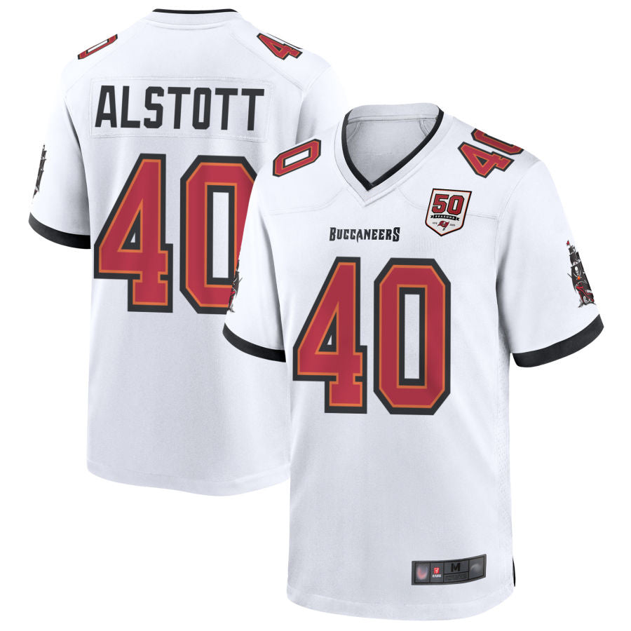 Davalo TB.Buccaneers #40 Mike Alstott Player White 50th Anniversary Game Stitched Jerseys