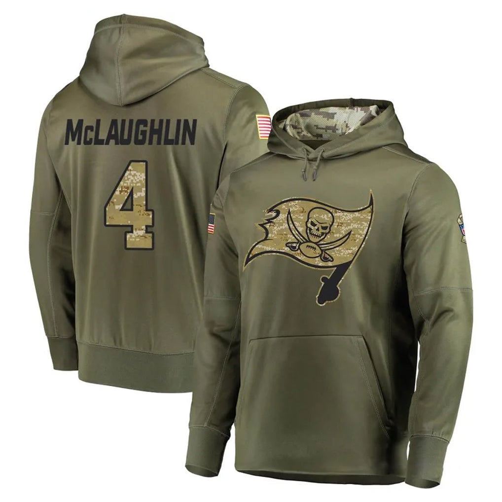 Davalo TB.Buccaneers #4 Chase McLaughlin Player Olive Salute to Service Pullover Hoodie Home Game Stitched Jerseys