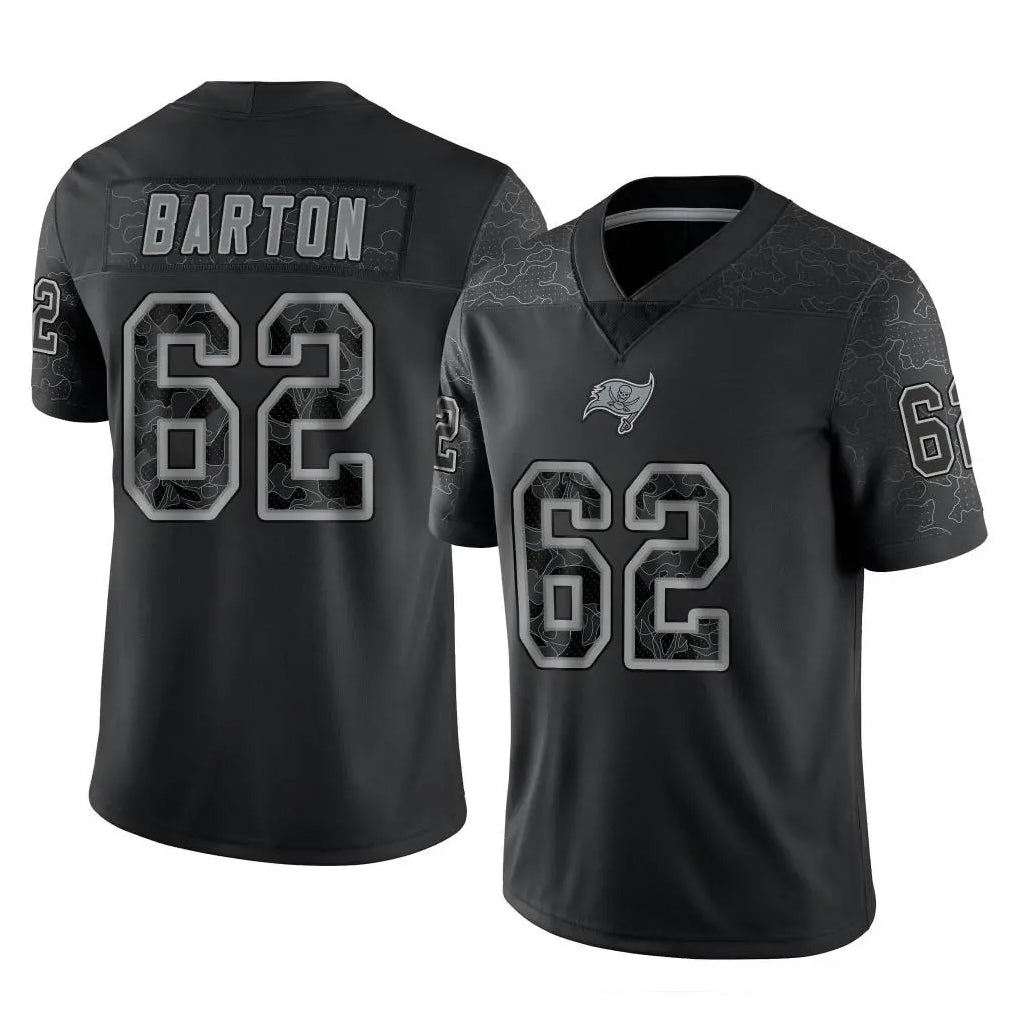 Davalo TB.Buccaneers #62 Graham Barton Player Black Reflective Limited Home Game Stitched Jerseys