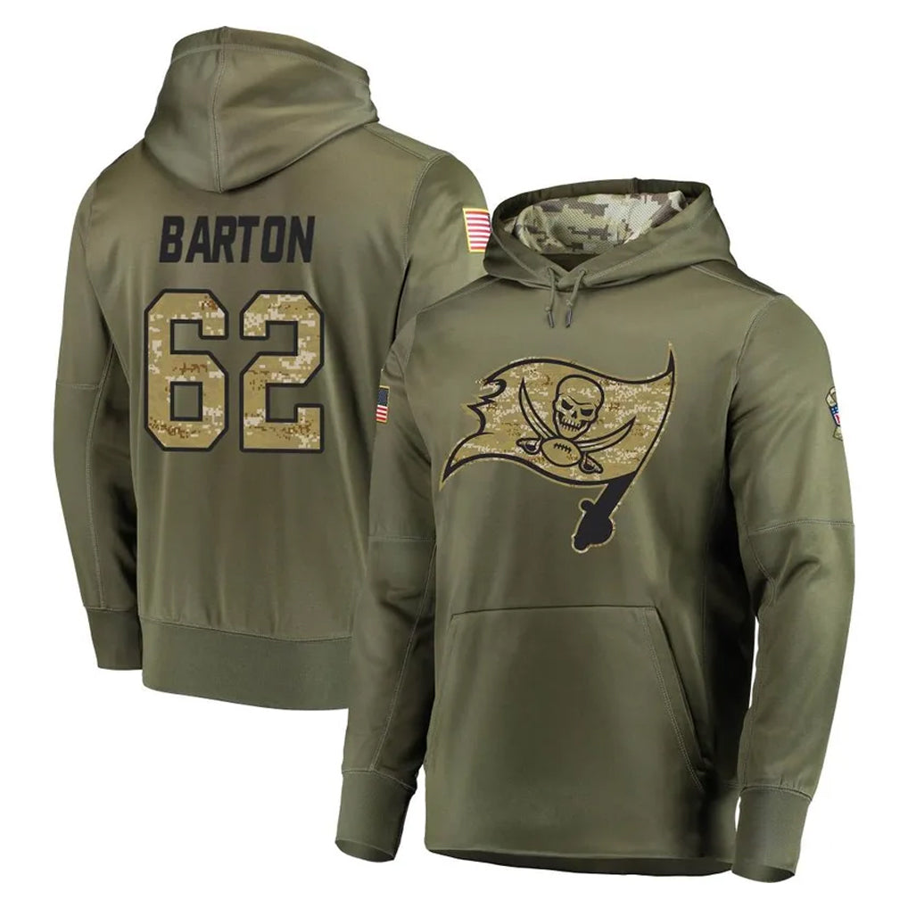 Davalo TB.Buccaneers #62 Graham Barton Player Olive Salute to Service Pullover Hoodie Home Game Stitched Jerseys
