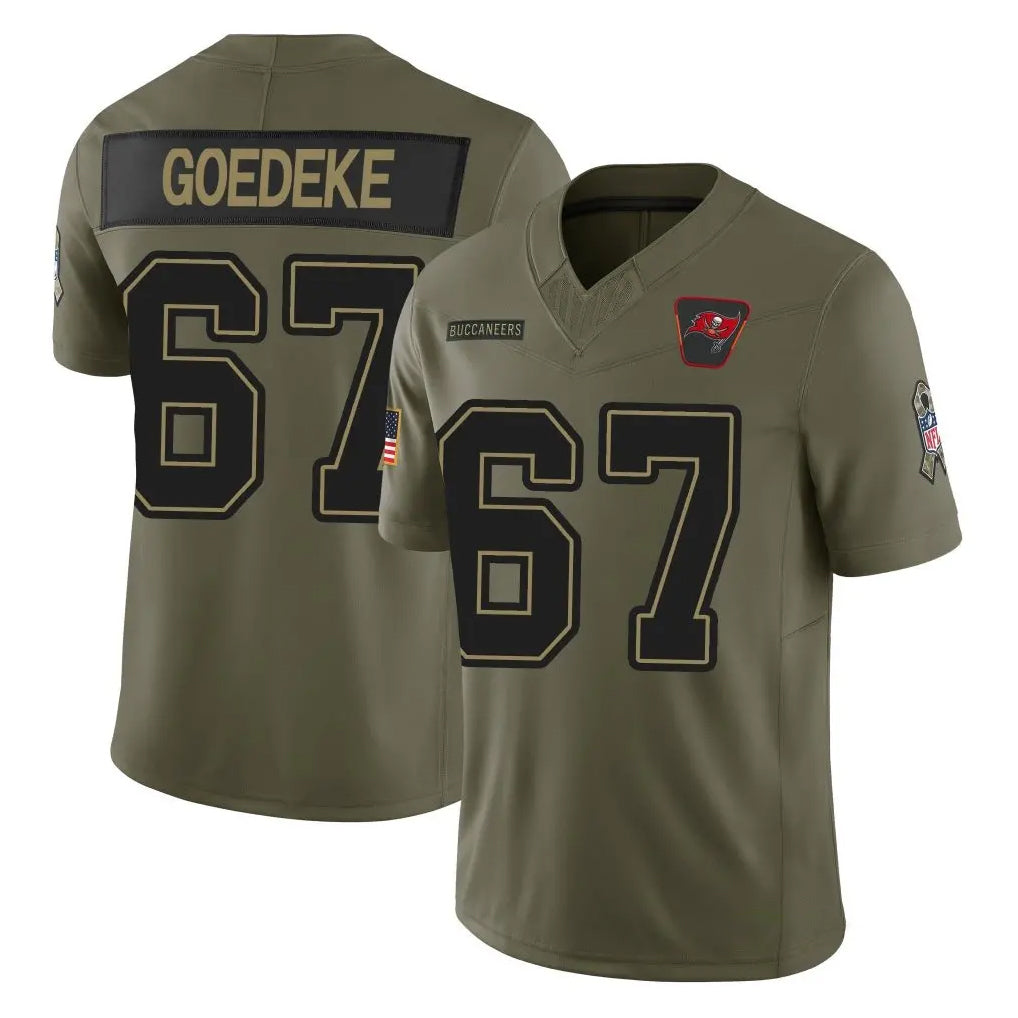 Davalo TB.Buccaneers #67 Luke Goedeke Player Olive 2025 Salute To Service Limited Home Game Stitched Jerseys