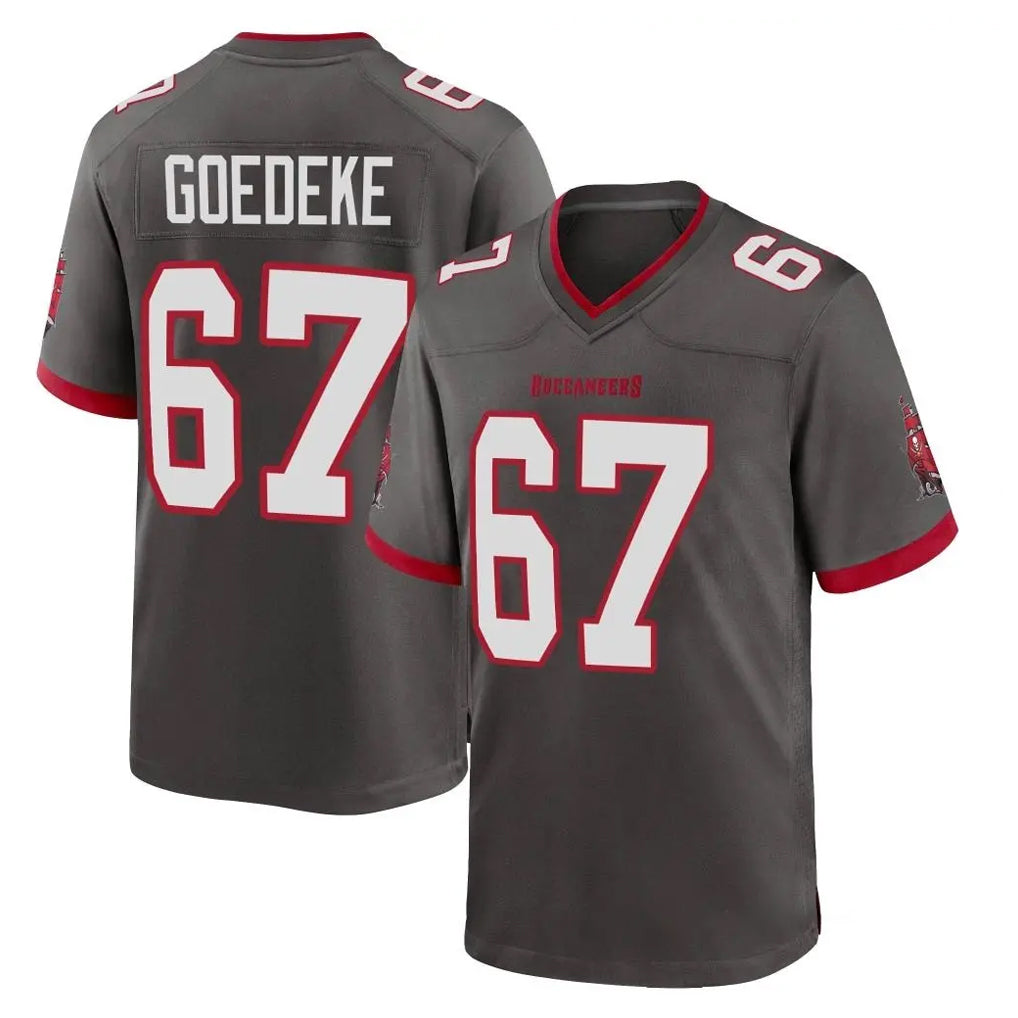 Davalo TB.Buccaneers #67 Luke Goedeke Player Pewter Alternate Home Game Stitched Jerseys