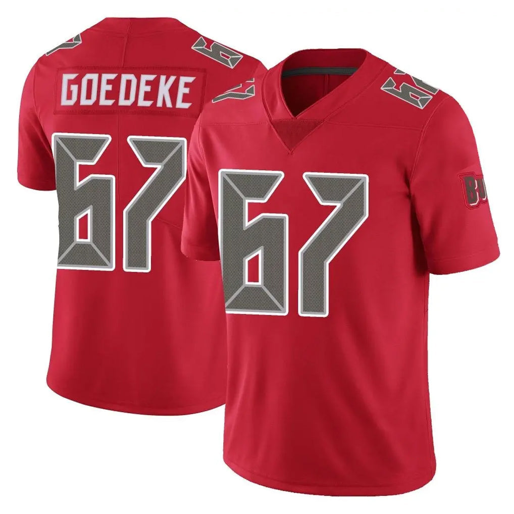 Davalo TB.Buccaneers #67 Luke Goedeke Player Red Limited Color Rush Home Game Stitched Jerseys