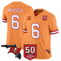 Davalo TB.Buccaneers #6 Baker Mayfield Player Orange 50th Season Vapor Limited Home Game Stitched Jerseys