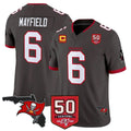 Davalo TB.Buccaneers #6 Baker Mayfield Player Pewter 50th Season Vapor Limited Home Game Stitched Jerseys