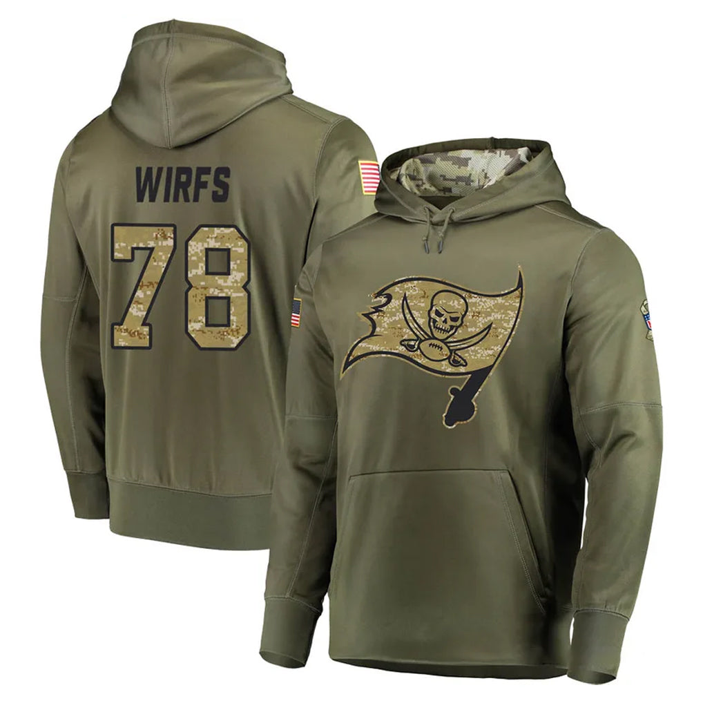 Davalo TB.Buccaneers #78 Tristan Wirfs Player Olive Salute to Service Pullover Hoodie Home Game Stitched Jerseys
