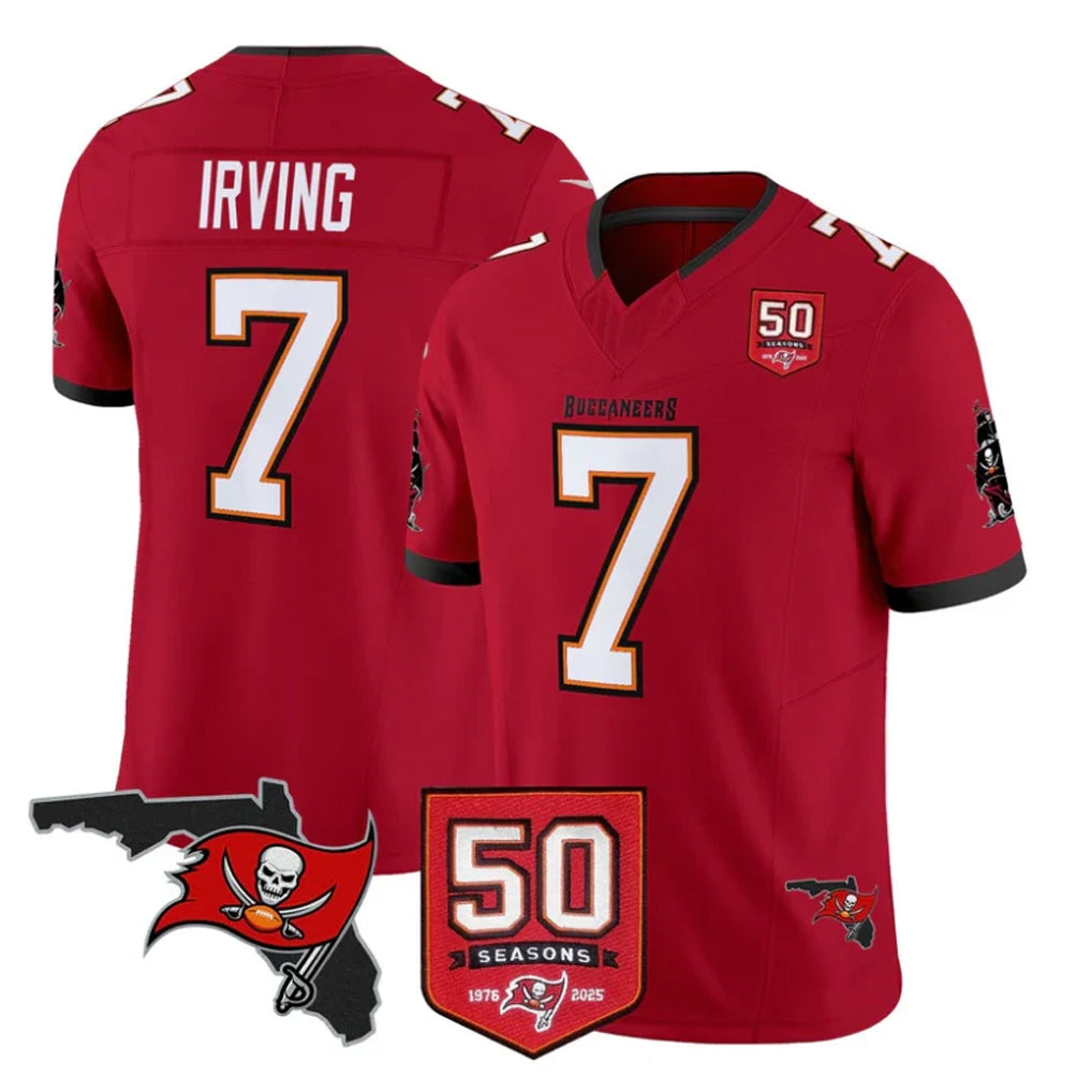 Davalo TB.Buccaneers #7 Bucky Irving Player Red 50th Season Vapor Limited Home Game Stitched Jerseys