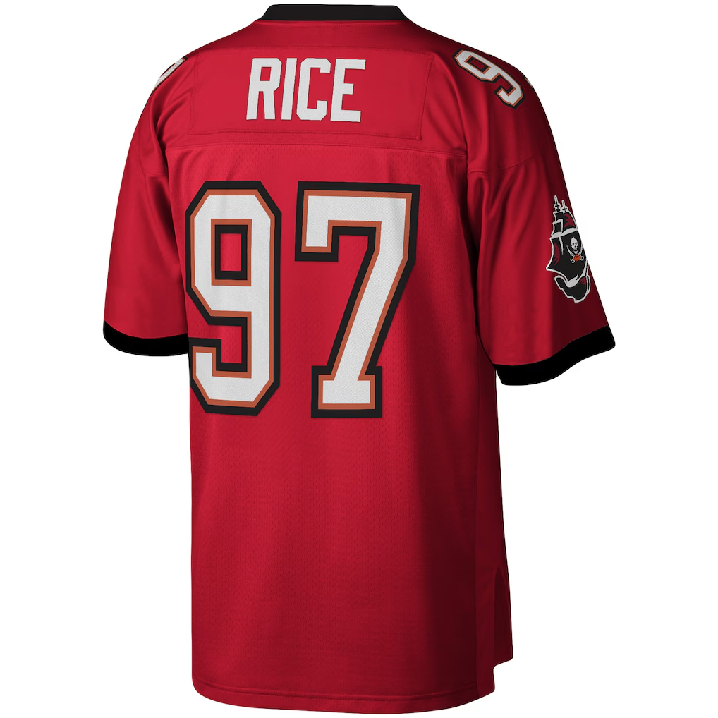Davalo TB.Buccaneers #97 Simeon Rice Mitchell & Ness Red Legacy Replica Stitched Puhic Jersey