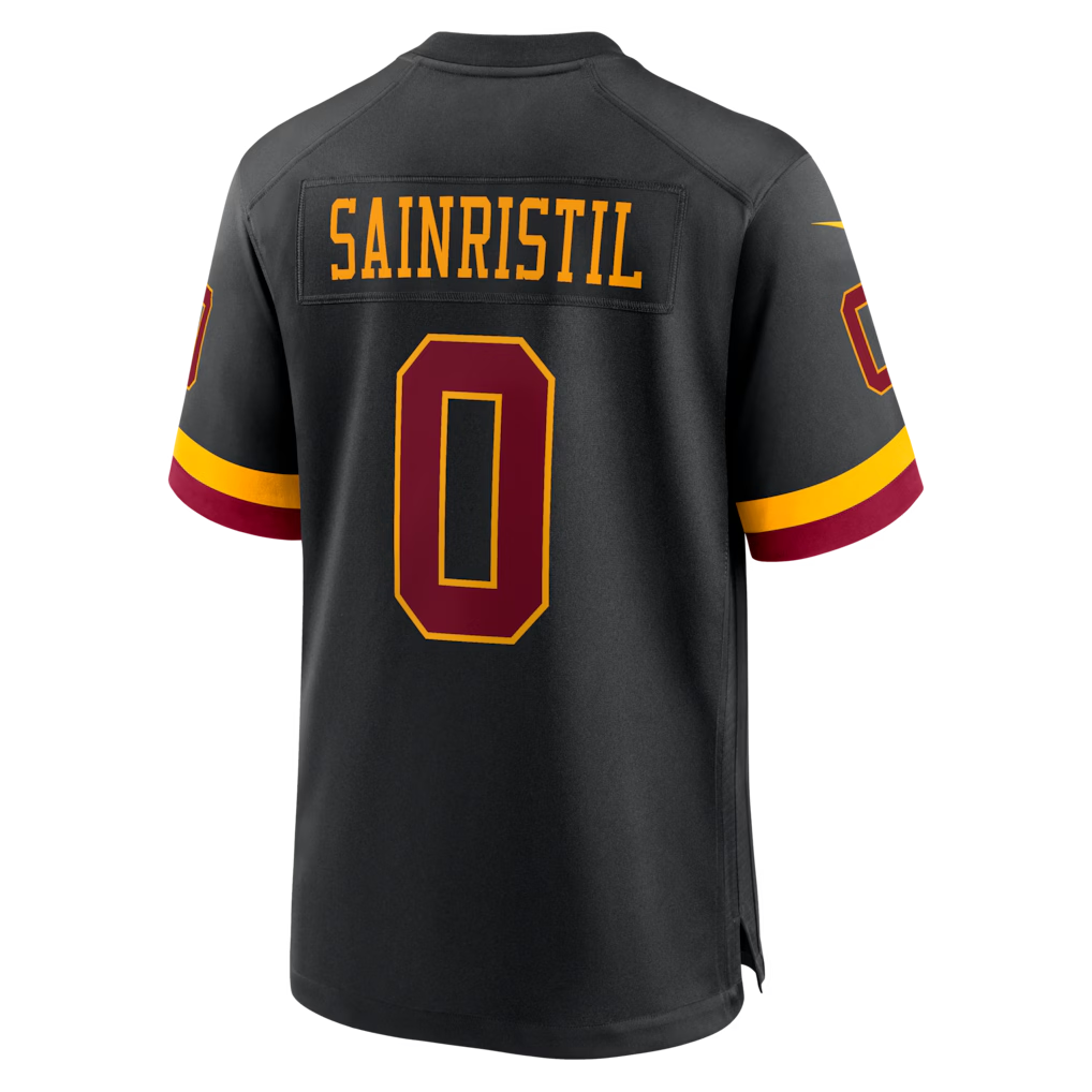 Davalo W.Commanders #0 Mike Sainristil Black Hail Raiser Alternate Game Stitched Jersey