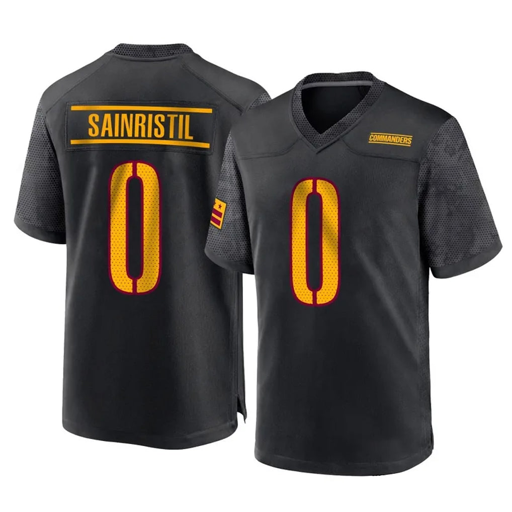 Davalo W.Commanders #0 Mike Sainristil Player Black Home Game Stitched Jerseys